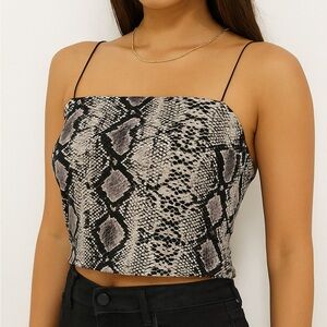 American Treads Windsor Snake Skin Cropped Spaghetti Strap Tank top - Size M